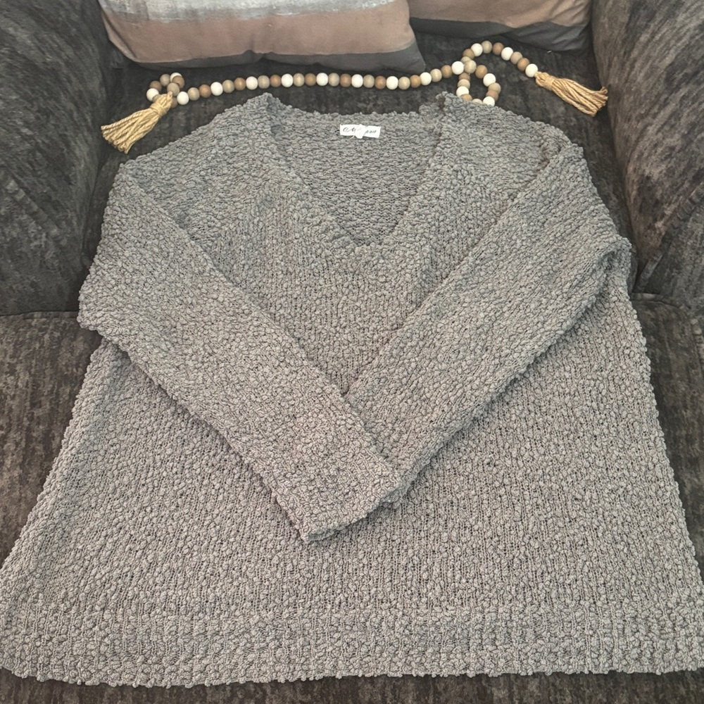 Cozy Green V-Neck Sweater
